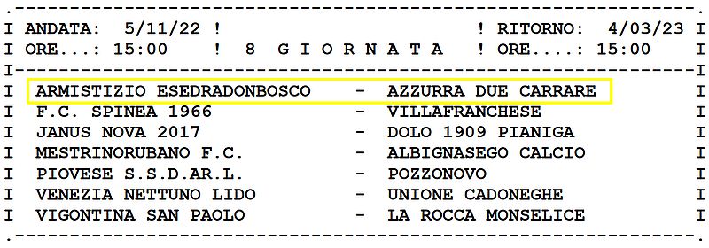 8^ Giornata calcio Armistizio Esedra don Bosco Padova Juniores Elite U19 Girone C SS 2022-2023